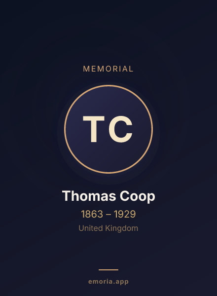 Memorial portrait of Thomas Coop