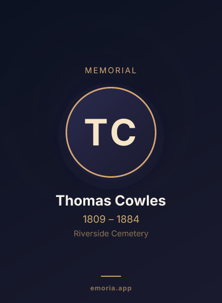 Memorial portrait of Thomas Cowles