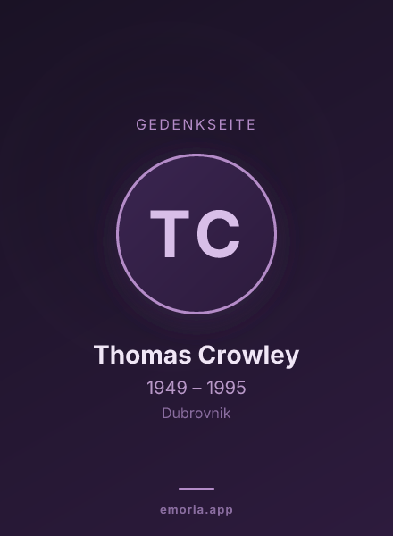 Gedenkportrait von Thomas Crowley