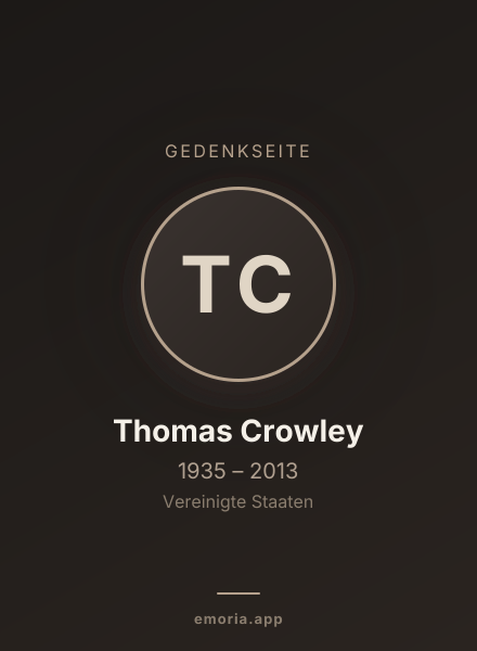 Gedenkportrait von Thomas Crowley