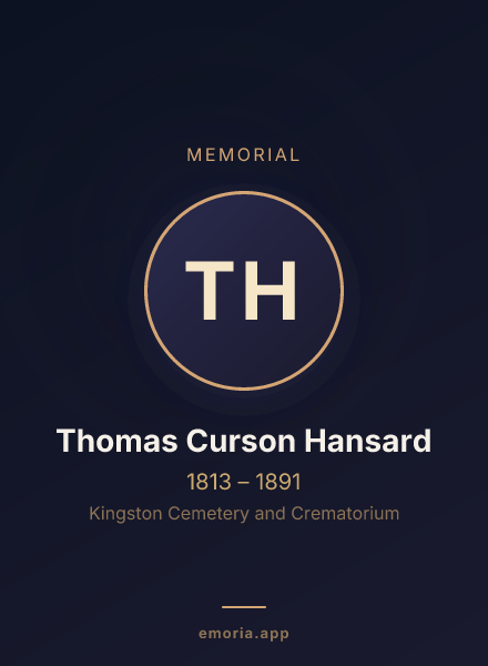 Memorial portrait of Thomas Curson Hansard