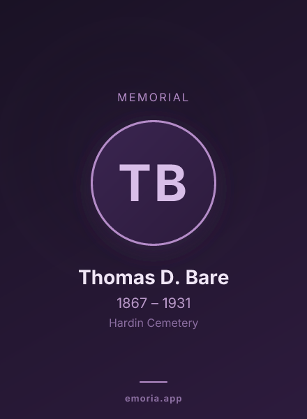 Memorial portrait of Thomas D. Bare