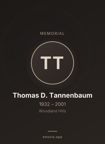 Memorial portrait of Thomas D. Tannenbaum