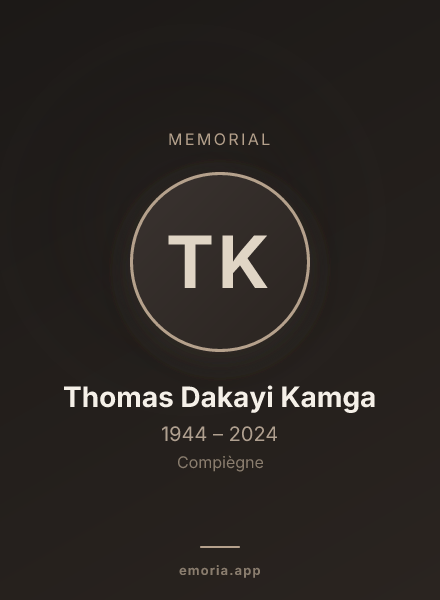 Memorial portrait of Thomas Dakayi Kamga