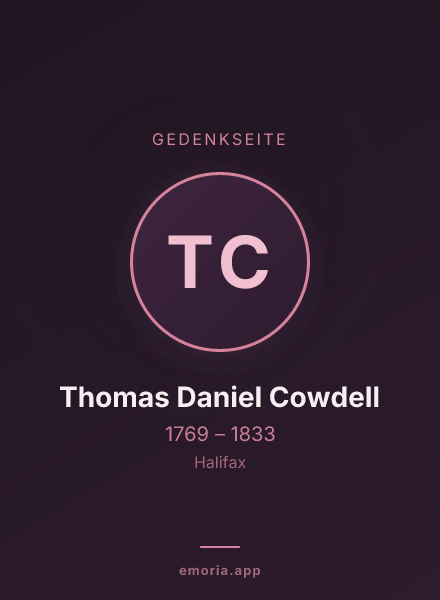 Gedenkportrait von Thomas Daniel Cowdell