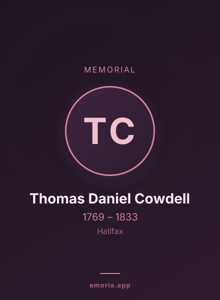 Memorial portrait of Thomas Daniel Cowdell