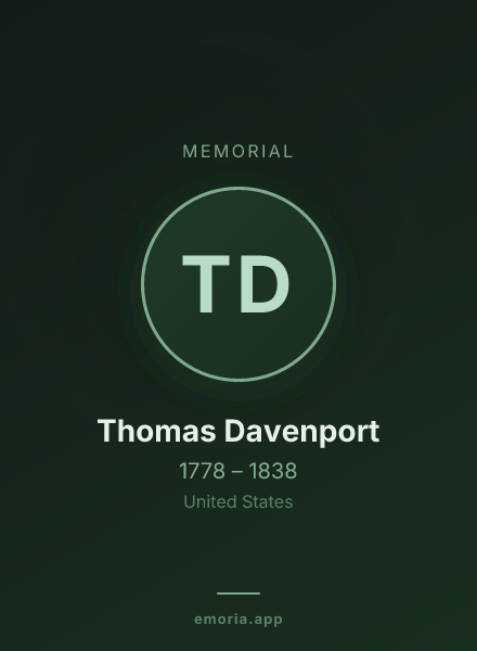 Memorial portrait of Thomas Davenport