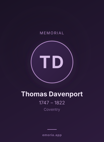 Memorial portrait of Thomas Davenport