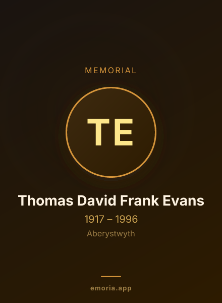 Memorial portrait of Thomas David Frank Evans