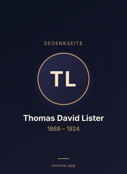 Gedenkportrait von Thomas David Lister