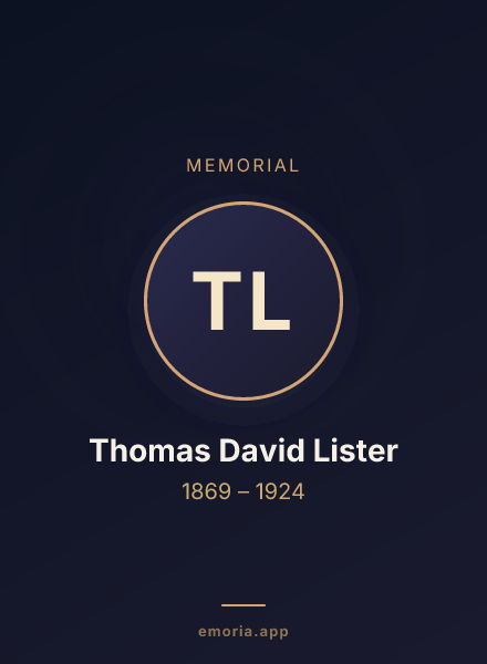 Memorial portrait of Thomas David Lister