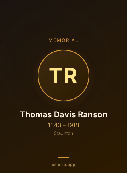 Memorial portrait of Thomas Davis Ranson