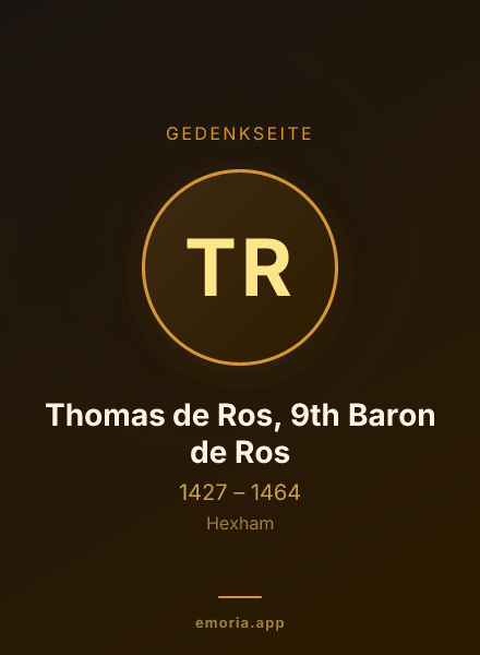 Gedenkportrait von Thomas de Ros, 9th Baron de Ros