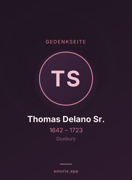 Gedenkportrait von Thomas Delano Sr.