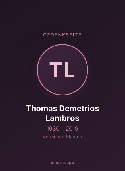 Gedenkportrait von Thomas Demetrios Lambros