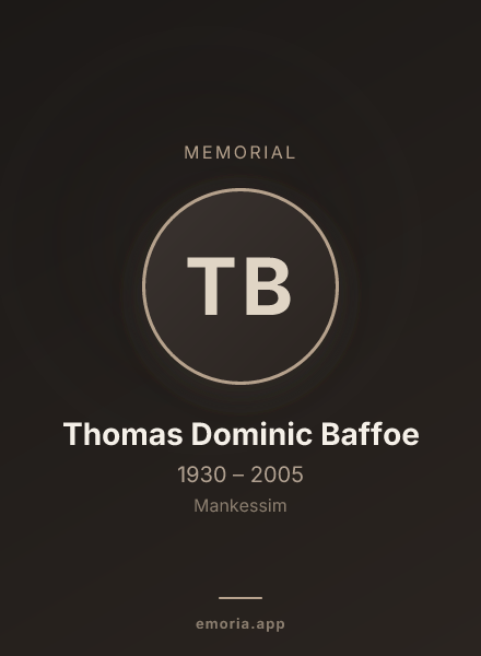 Memorial portrait of Thomas Dominic Baffoe