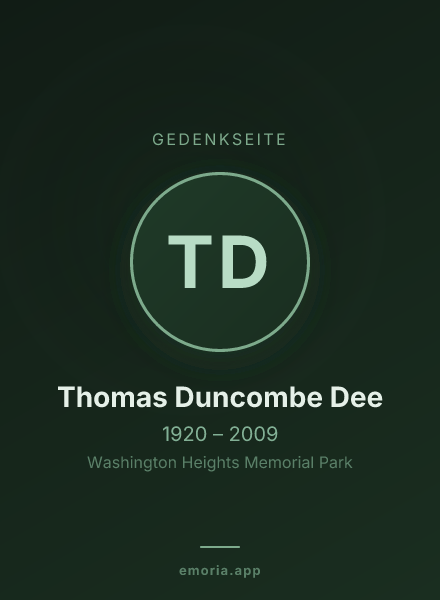 Gedenkportrait von Thomas Duncombe Dee