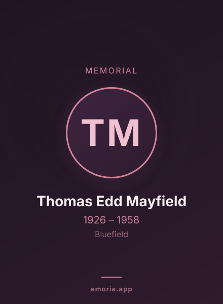 Memorial portrait of Thomas Edd Mayfield