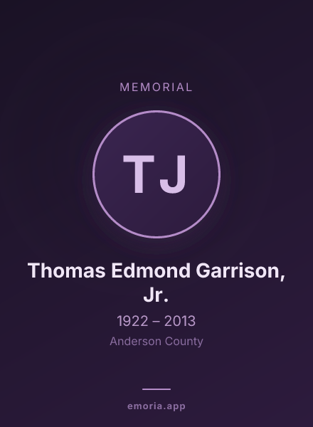 Memorial portrait of Thomas Edmond Garrison, Jr.