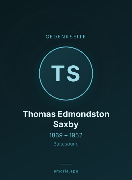 Gedenkportrait von Thomas Edmondston Saxby