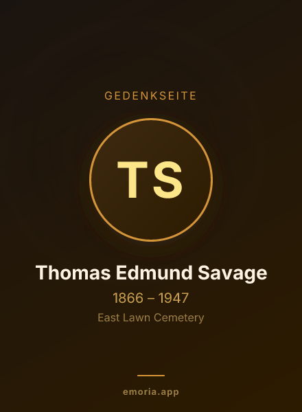 Gedenkportrait von Thomas Edmund Savage
