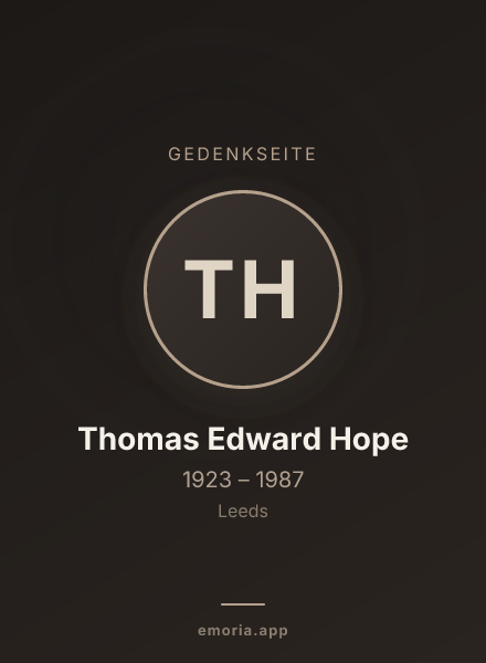 Gedenkportrait von Thomas Edward Hope