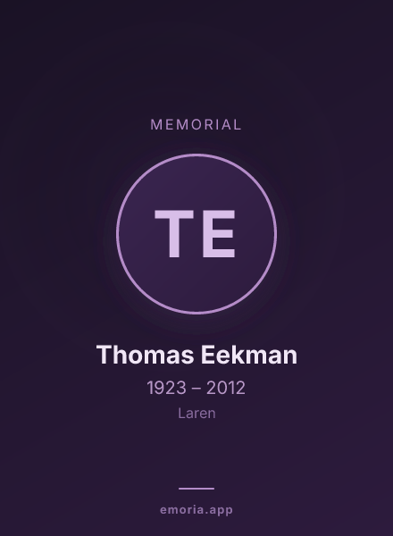 Memorial portrait of Thomas Eekman