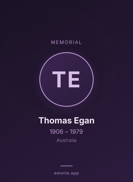 Memorial portrait of Thomas Egan