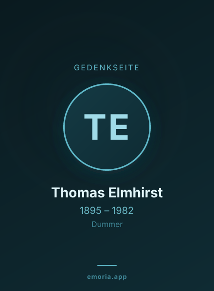 Gedenkportrait von Thomas Elmhirst