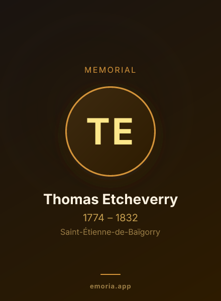 Memorial portrait of Thomas Etcheverry