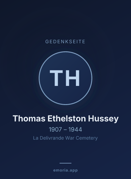 Gedenkportrait von Thomas Ethelston Hussey