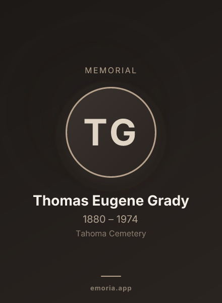 Memorial portrait of Thomas Eugene Grady