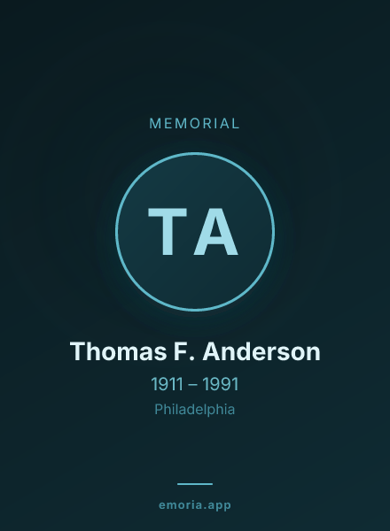 Memorial portrait of Thomas F. Anderson