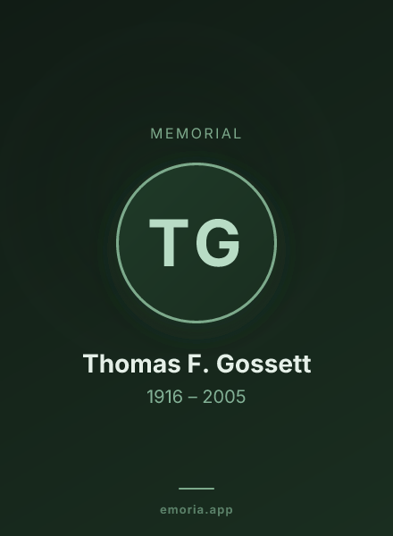 Memorial portrait of Thomas F. Gossett