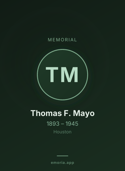 Memorial portrait of Thomas F. Mayo