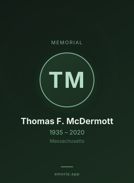 Memorial portrait of Thomas F. McDermott