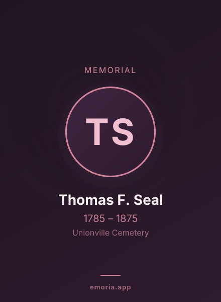 Memorial portrait of Thomas F. Seal