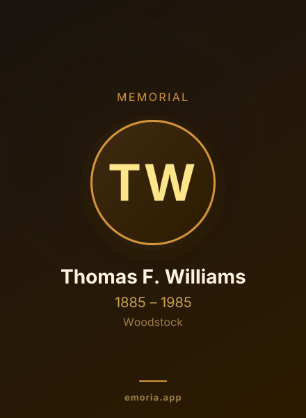 Memorial portrait of Thomas F. Williams