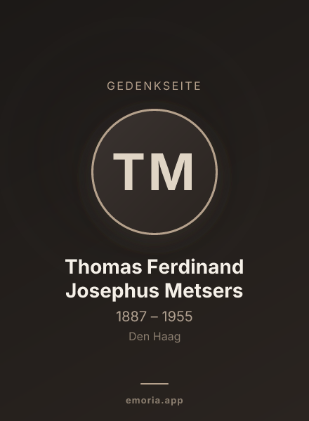 Gedenkportrait von Thomas Ferdinand Josephus Metsers