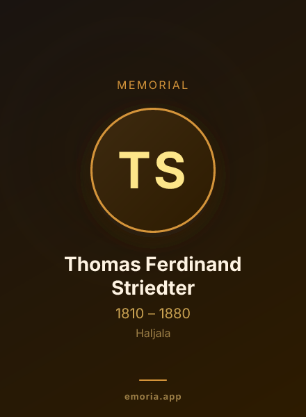 Memorial portrait of Thomas Ferdinand Striedter