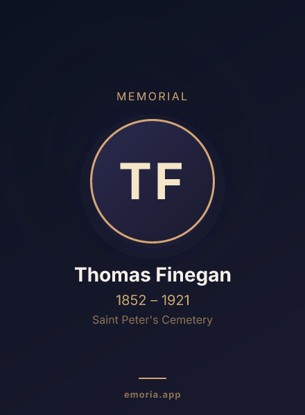 Memorial portrait of Thomas Finegan