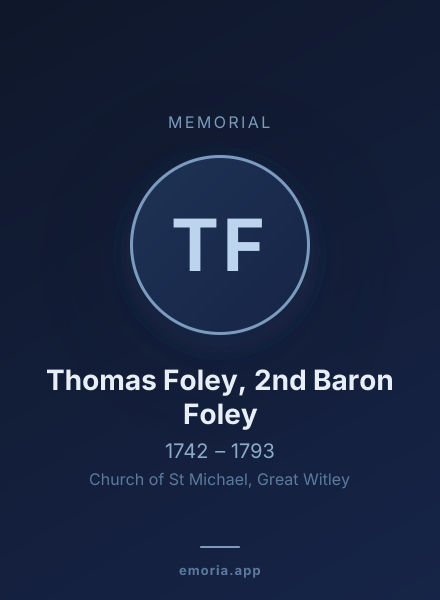 Memorial portrait of Thomas Foley, 2nd Baron Foley