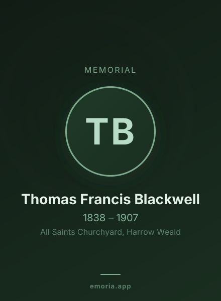 Memorial portrait of Thomas Francis Blackwell