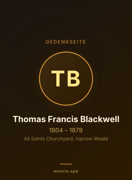 Gedenkportrait von Thomas Francis Blackwell
