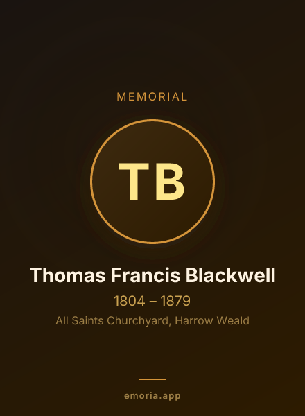 Memorial portrait of Thomas Francis Blackwell