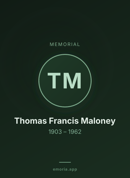Memorial portrait of Thomas Francis Maloney