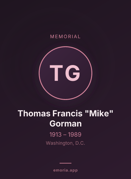 Memorial portrait of Thomas Francis "Mike" Gorman