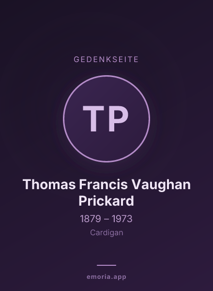 Gedenkportrait von Thomas Francis Vaughan Prickard