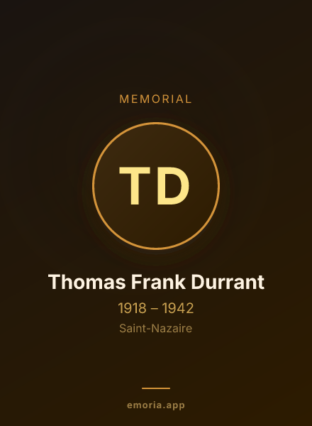 Memorial portrait of Thomas Frank Durrant