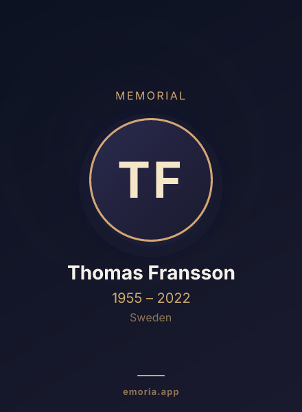 Memorial portrait of Thomas Fransson